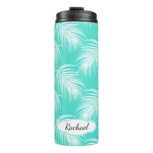 Termo Patrón Palm Tropical con Monograma Personalizado