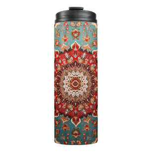 Termo Patrón persa retro oriental azul crema rojo