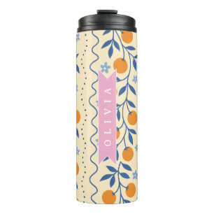 Termo Patrón personalizado de estilo folk cítrico retro