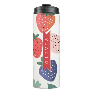 Termo Patrón Personalizado de Fresa Colorido de Verano