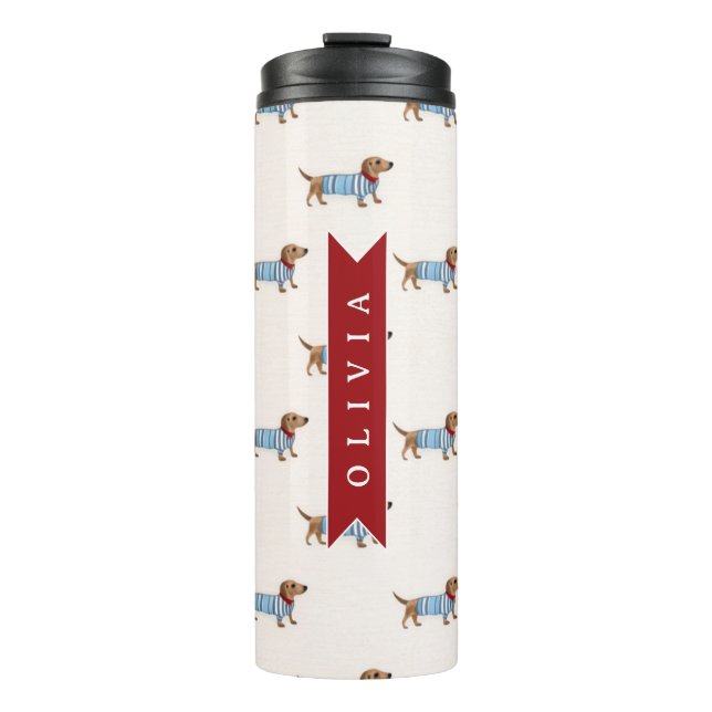 Termo Patrón Personalizado de Perrito Dachshund Lindo y  (Anverso)