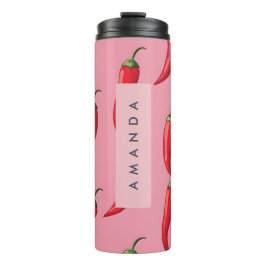 Termo Patrón picante de pimienta de chile rojo en fondo 