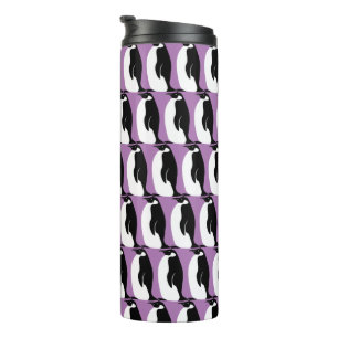 Termo Patrón pingüino blanco morado
