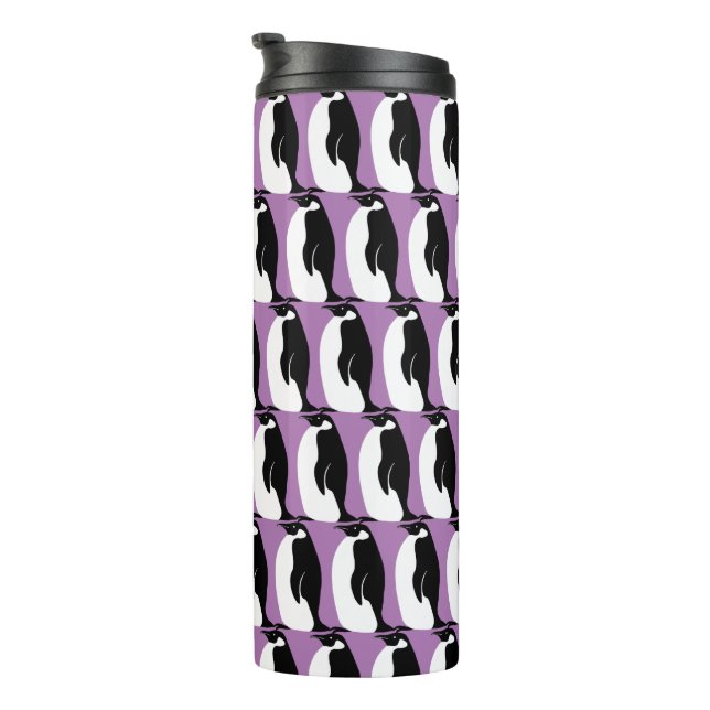 Termo Patrón pingüino blanco morado (Rotado hacia la derecha)