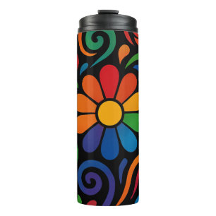 Termo Patrón Psicodélico de arcoiris floral
