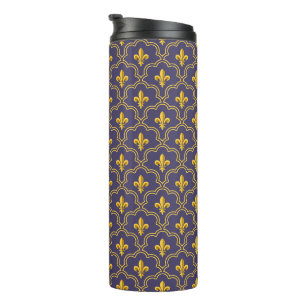 Termo Patrón Real Fleur-de-Lis Púrpura y Dorado