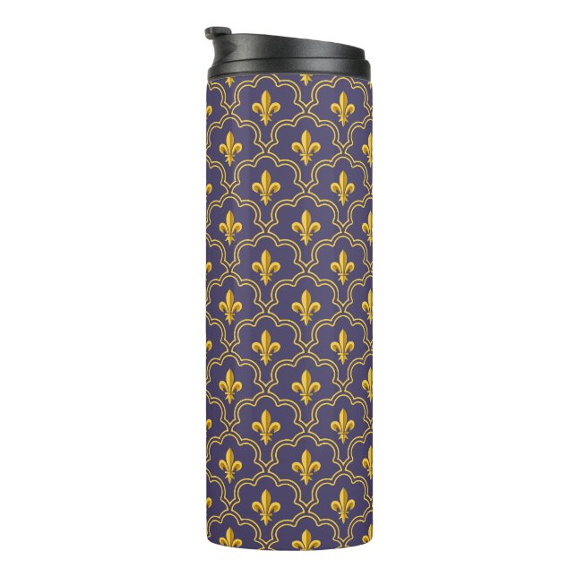 Termo Patrón Real Fleur-de-Lis Púrpura y Dorado (Rotado hacia la derecha)