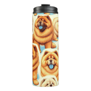 Termo Patrón retro de brillo de chow-chow