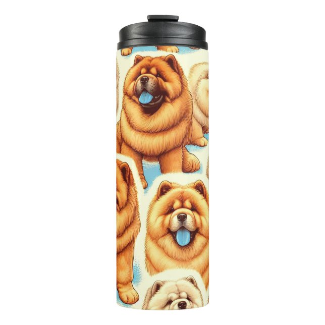 Termo Patrón retro de brillo de chow-chow (Anverso)