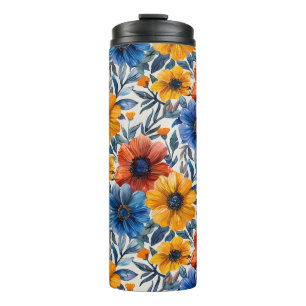 Termo Patrón retro de moda rústica floral
