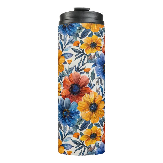 Termo Patrón retro de moda rústica floral (Anverso)