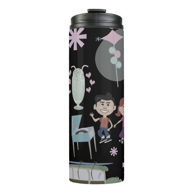 Termo Patrón retro Fiesta Cincuenta niños Personalizado  (Anverso)