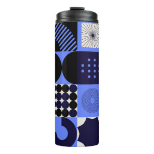 Termo Patrón retrofuturista audaz de Bauhaus geométrico