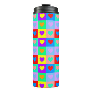 Termo Patrón romántico del corazón colorido arte pop