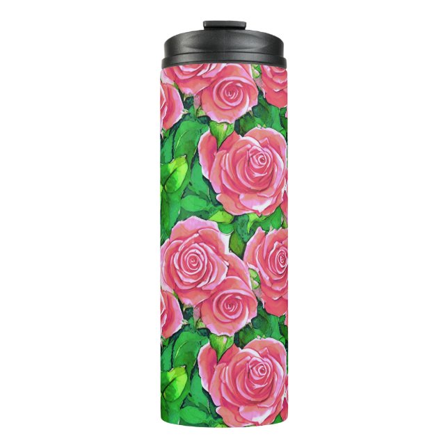 Termo Patrón Rosa de color de agua rosa (Anverso)