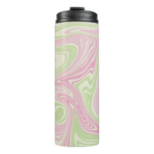 Termo Patrón rosa Verde De Swirl Líquido