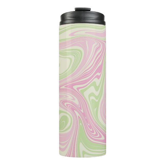 Termo Patrón rosa Verde De Swirl Líquido (Anverso)