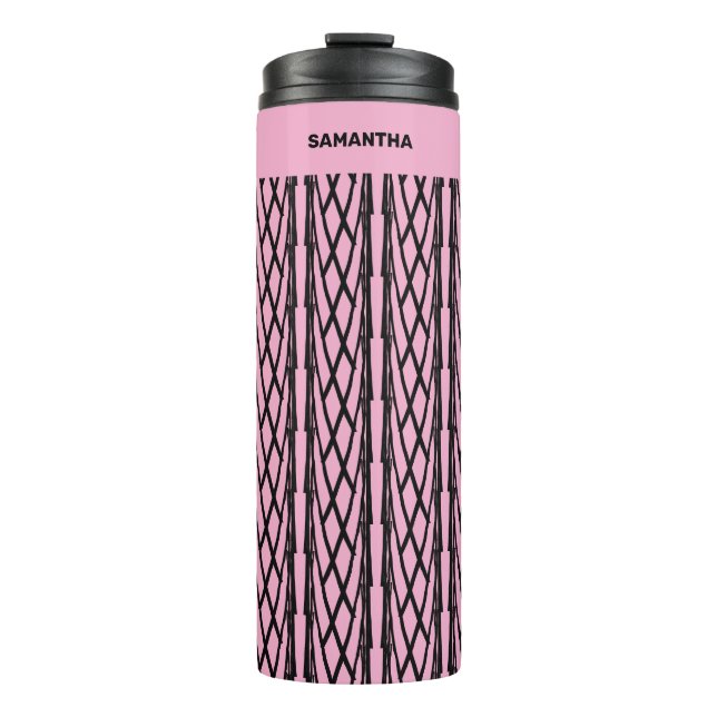 Termo Patrón rosa y negro moderno (Anverso)