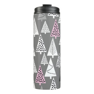 Termo Patrón simple de Navidades. Grises y blancos abstr