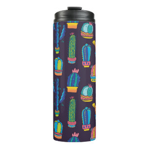 Termo patrón sin costuras floral con cactúsos bonitos en