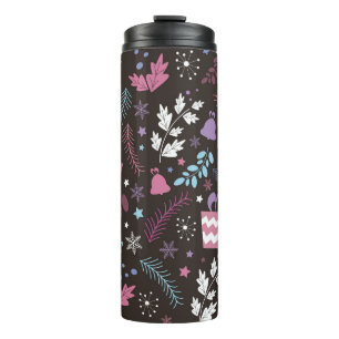 Termo Patrón sin fisuras con árbol, nieve, regalo