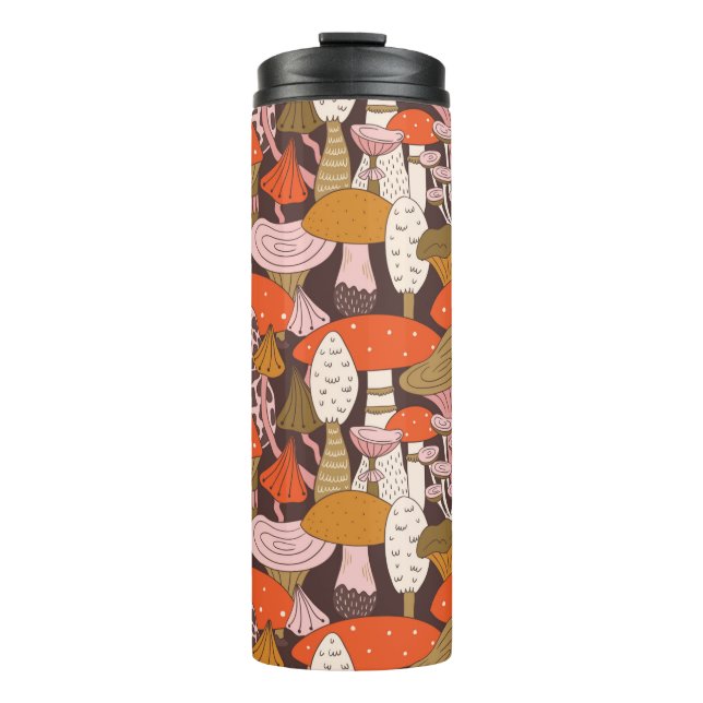 Termo Patrón sin fisuras de hongos y sartén dibujado a m (Anverso)