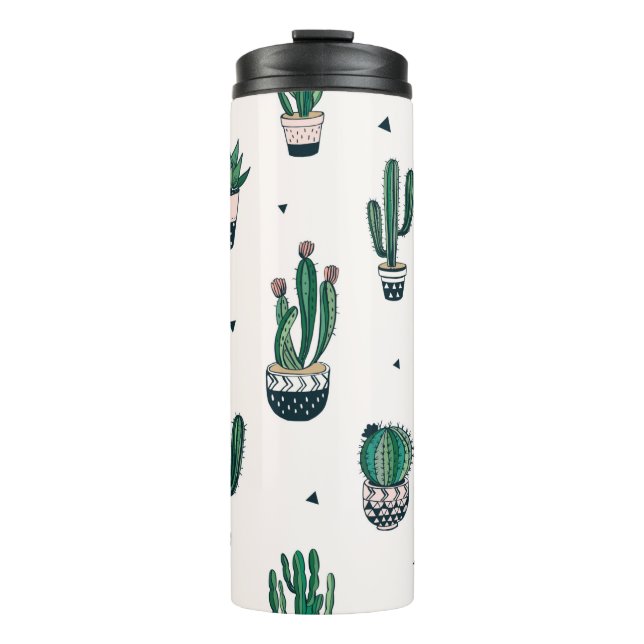 Termo Patrón sin fisuras dibujado a mano con cactus y su (Anverso)