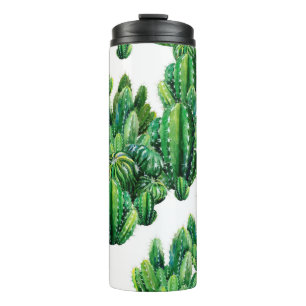 Termo Patrón sin foco con acuarela de cactus. Cactus ill