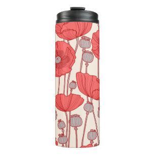 Termo Patrón sin foco con amapolas.