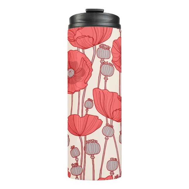 Termo Patrón sin foco con amapolas.  (Anverso)