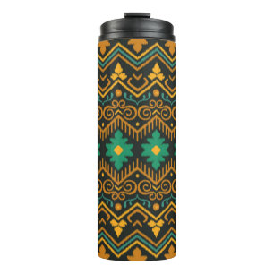 Termo Patrón sin foco con bordado. Ikat Fabric. Eth