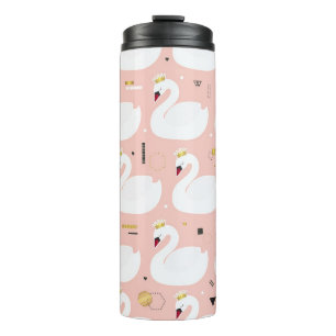 Termo Patrón sin foco con cisnes blancos adorables. Todo