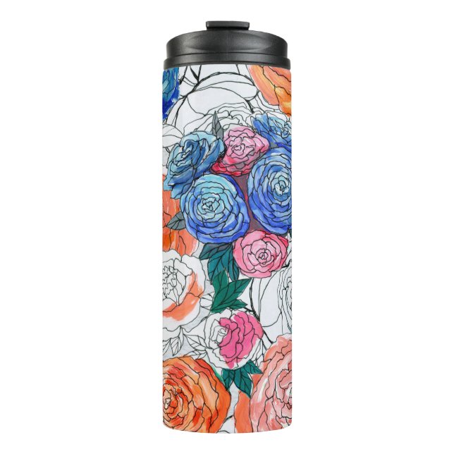 Termo Patrón sin foco con flores coloridas (Anverso)