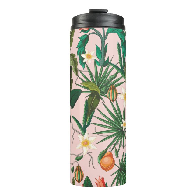 Termo Patrón sin foco con hojas tropicales, flores y f (Anverso)