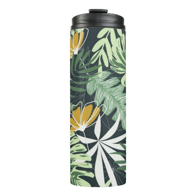 Termo Patrón sin foco con hojas tropicales y flores  (Anverso)