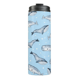 Termo Patrón sin foco con lindas ballenas y estrellas. A