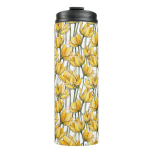 Termo Patrón sin foco con tulipanes amarillos en una caj