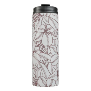 Termo Patrón sin foco de flores de lirios vintage. Mano