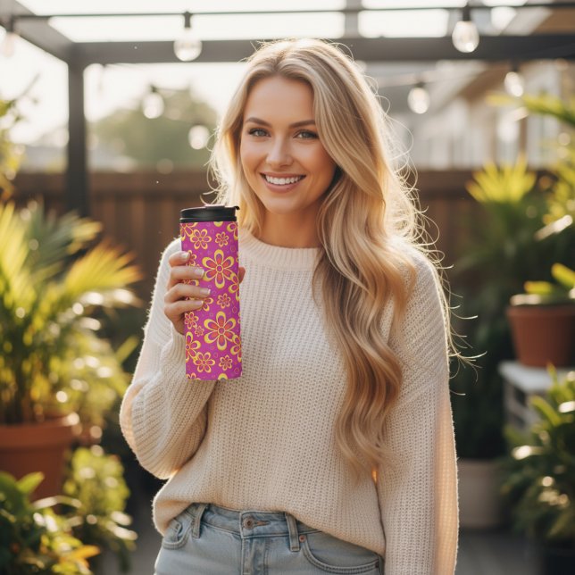 Termo Patrón sin foco de flores moradas magenta (Subido por el creador)