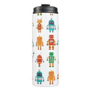Termo Patrón sin foco de robots retro coloridos en una f