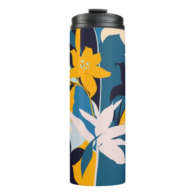 Termo Patrón sin problemas de flores de lirio retro (Anverso)