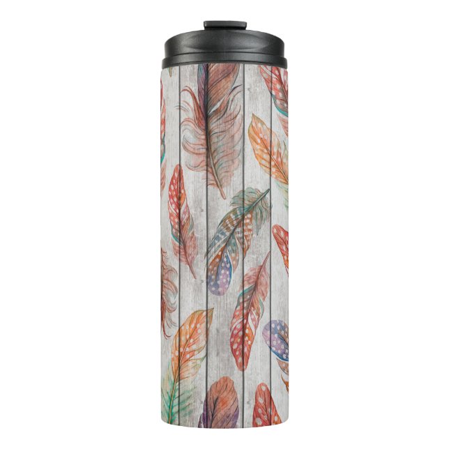 Termo Patrón sin problemas de plantilla con plumas de co (Anverso)