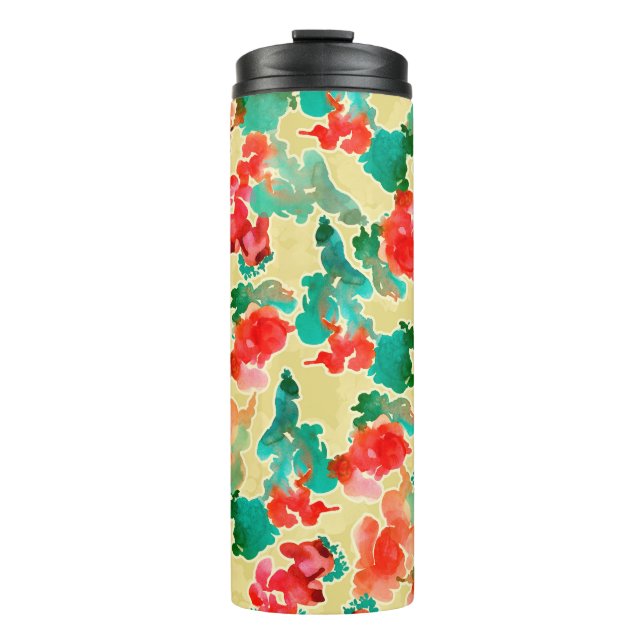 Termo Patrón sin soldadura con flores abstractas dibujad (Anverso)