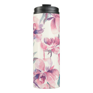 Termo Patrón sin soltura de Peonies. Fondo de color de a