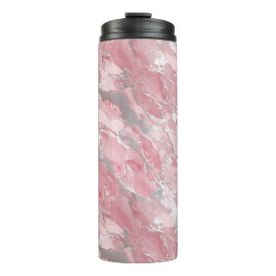 Termo Patrón suave de mármol rosa y plata