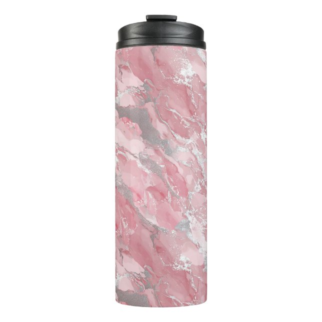 Termo Patrón suave de mármol rosa y plata (Anverso)