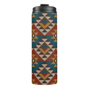 Termo Patrón tradicional tribal azteca sin costura en w