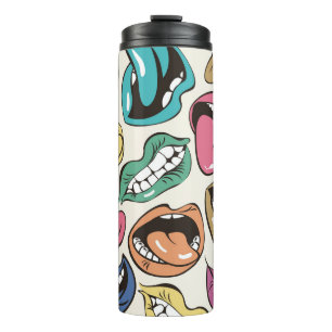 Termo patrón transparente con labios de colores diferen