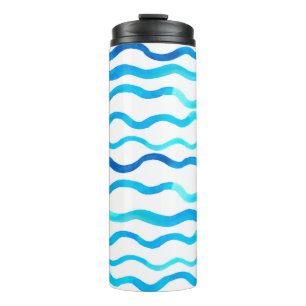 Termo Patrón transparente de acuarela con azul y turques