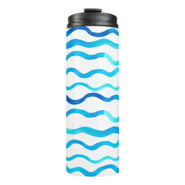 Termo Patrón transparente de acuarela con azul y turques (Anverso)